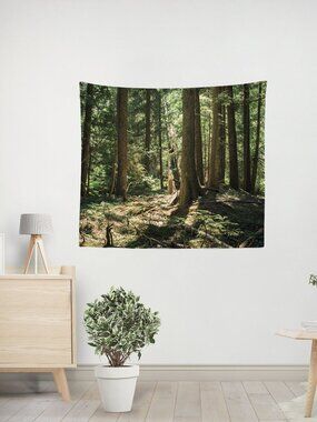 Mossy Forest Wall Tapestry, 36x26 inches Pacific Northwest Scenery